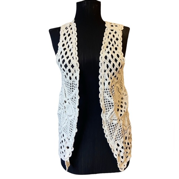 🤍 Tolentono Off-White Crocheted Vest Small - Picture 1 of 8